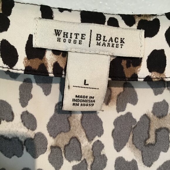 White House Black Market Satin Scoop Neck Leopard Print Top Size M - Picture 8 of 13